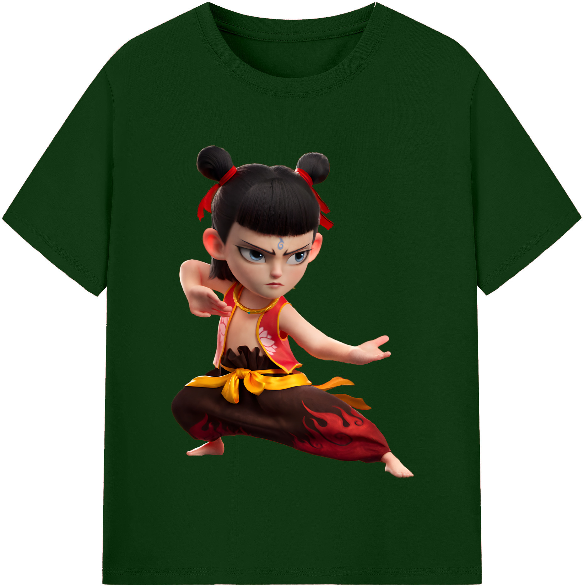 （画像用） Ne Zha 2 ナタ 魔童の大暴れ 綿100％半袖Tシャツ（フロントプリント）